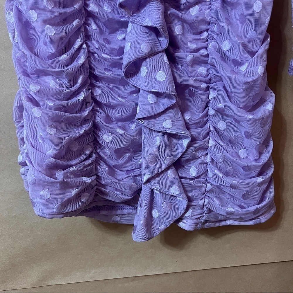 Majorelle | Karissa Mini Dress One Shoulder Ruffle Ruched Amethyst Purple Size M - Picture 10 of 15